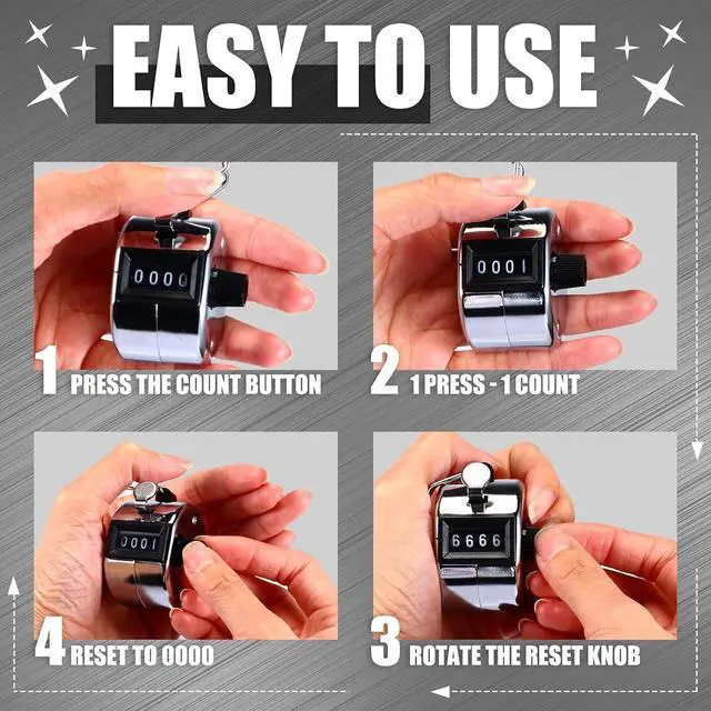 Alt view image 4 of 7 - 25 Pcs Hand Held Tally Counter 4 Digit Mechanical Palm Click Counter Handheld Tally Number Clicker for Counting Numbers Golf Sports Events Office Stadium