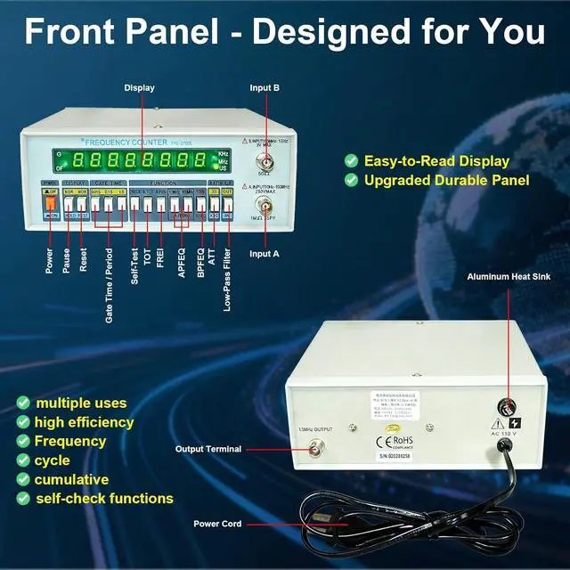 Alt view image 2 of 5 - High Precision Frequency Counter with 8-Digit LED Display, 10HZ-2.7GHZ