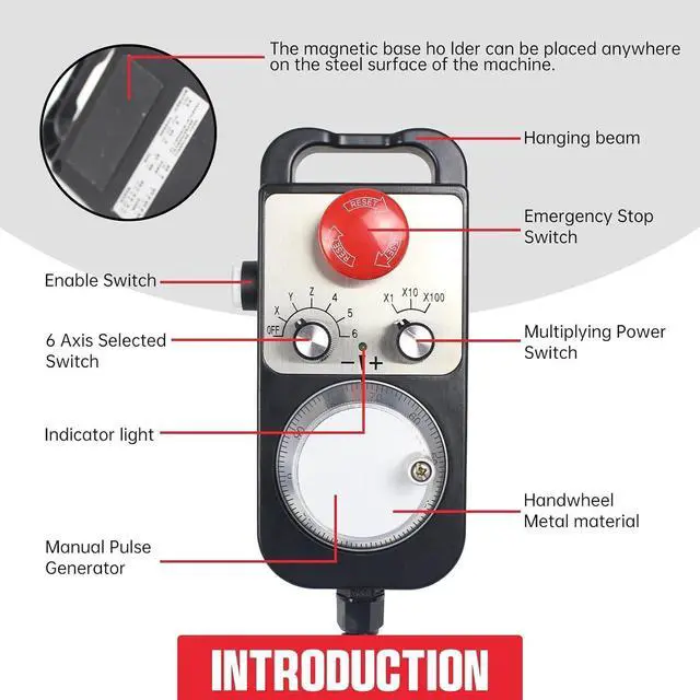 Alt view image 2 of 7 - 6 Axis MPG Pendant CNC Handwheel Manual Pulse Generator 100PPR