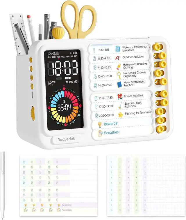 Main image of Visual Timer for Kids Adults, ADHD Timer with Planning Board for Schedules, Task Timer Toddler Visual Timer Silent Time Timer for Home Classroom