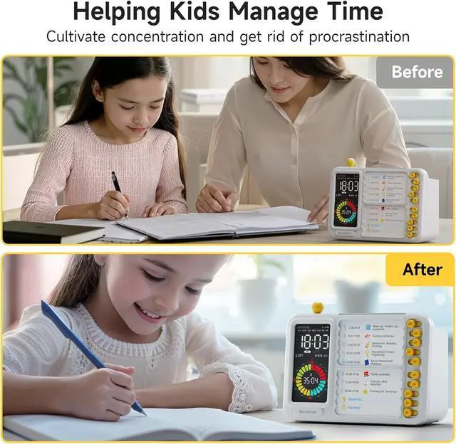 Alt view image 5 of 7 - Visual Timer for Kids Adults, ADHD Timer with Planning Board for Schedules, Task Timer Toddler Visual Timer Silent Time Timer for Home Classroom