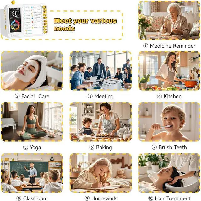 Alt view image 7 of 7 - Visual Timer for Kids Adults, ADHD Timer with Planning Board for Schedules, Task Timer Toddler Visual Timer Silent Time Timer for Home Classroom