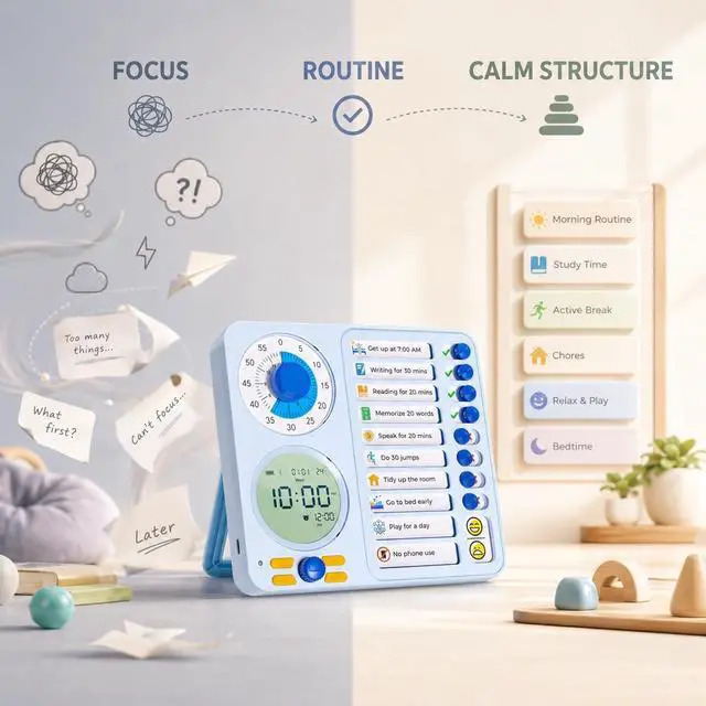 Alt view image 2 of 7 - Visual Timer for ADHD, Chore Chart & Task Planner for Kids,Adults