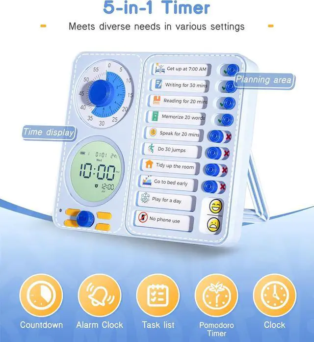 Alt view image 3 of 7 - Visual Timer for ADHD, Chore Chart & Task Planner for Kids,Adults