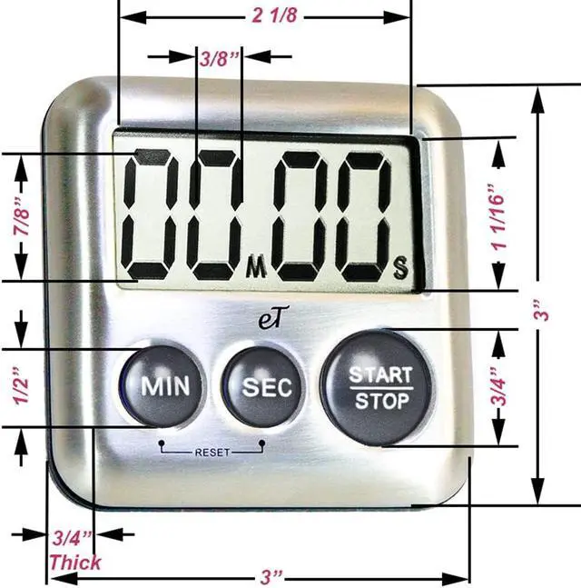 Alt view image 4 of 5 - Elegant Digital Kitchen Timer Stainless Steel - Loud Alarm - Model Charcoal