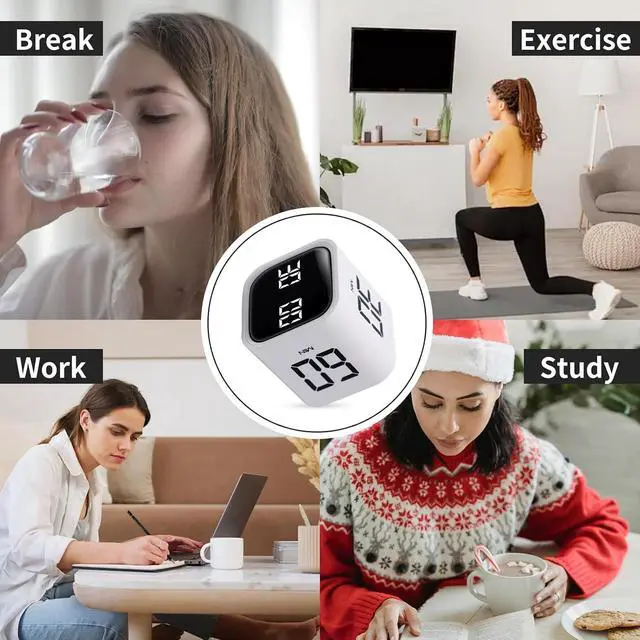 Alt view image 3 of 7 - Productivity Timer Flip Gravity Sensor Cube Timer Countdown & Countup,Mute & Vibrate & Sound5/10/30/60min & Custom Timing, Perfect for ADHD,Work,Learning,Kitchen Cooking (3, Black+White+Blue)