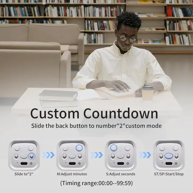 Alt view image 4 of 7 - Productivity Timer Flip Gravity Sensor Cube Timer Countdown & Countup,Mute & Vibrate & Sound5/10/30/60min & Custom Timing, Perfect for ADHD,Work,Learning,Kitchen Cooking (3, Black+White+Blue)