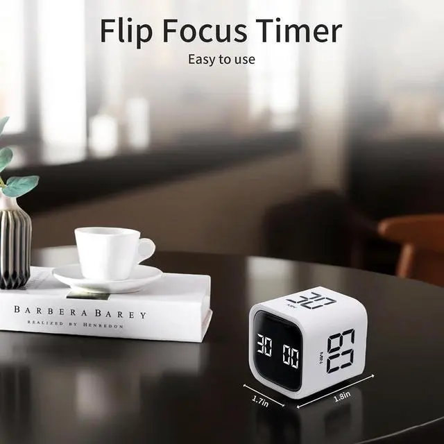 Alt view image 7 of 7 - Productivity Timer Flip Gravity Sensor Cube Timer Countdown & Countup,Mute & Vibrate & Sound5/10/30/60min & Custom Timing, Perfect for ADHD,Work,Learning,Kitchen Cooking (3, Black+White+Blue)