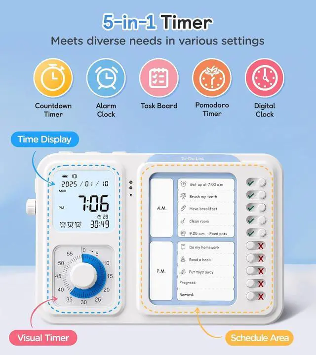 Alt view image 2 of 7 - 3-in-1 Visual Timer & ADHD Tool for Kids