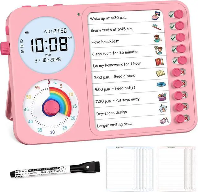 Main image of 3-in-1 Visual Timer & ADHD Tool for Kids with Chore Chart & Planning Board