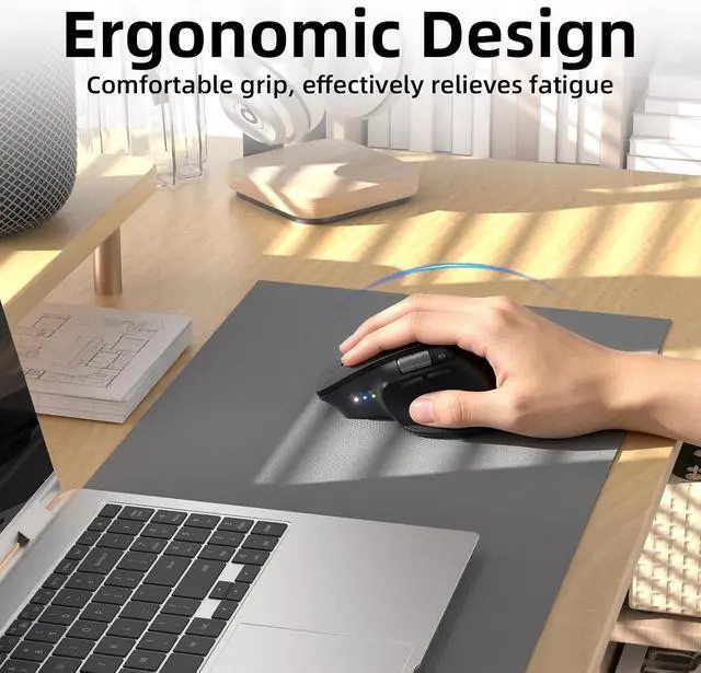 Alt view image 6 of 7 - Ergonomic Wireless Bluetooth Mouse with 6 Programmable Buttons(Mac/Windows), Multi-Device, Flying Scroll & Side Wheel, 5 Level DPI, Rechargeable Silent Mice for Laptop, PC, Tablet, MacBook.
