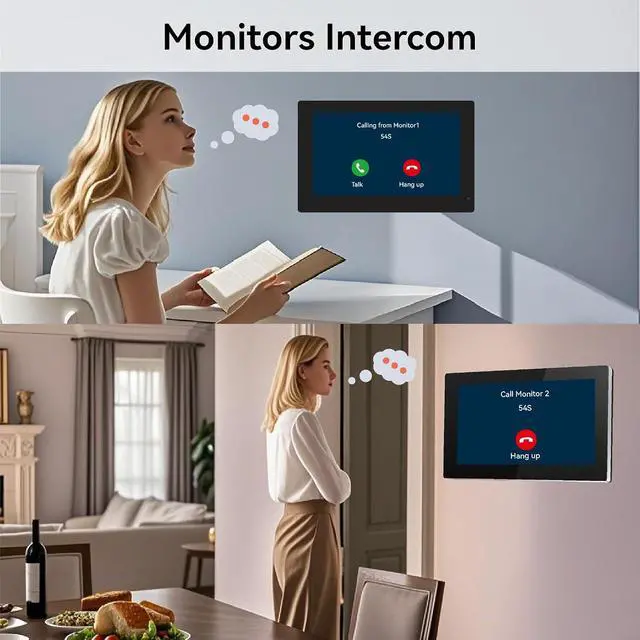 Alt view image 3 of 7 - Wired Video Doorbell Apartment Intercom System, 1080P Doorbell Camera, 7-inch Touch Screen, Night Vision, Remote Unlock, Two-Way Intercom for Villa, Home, Office, with 1 Camera and 2 Monitors