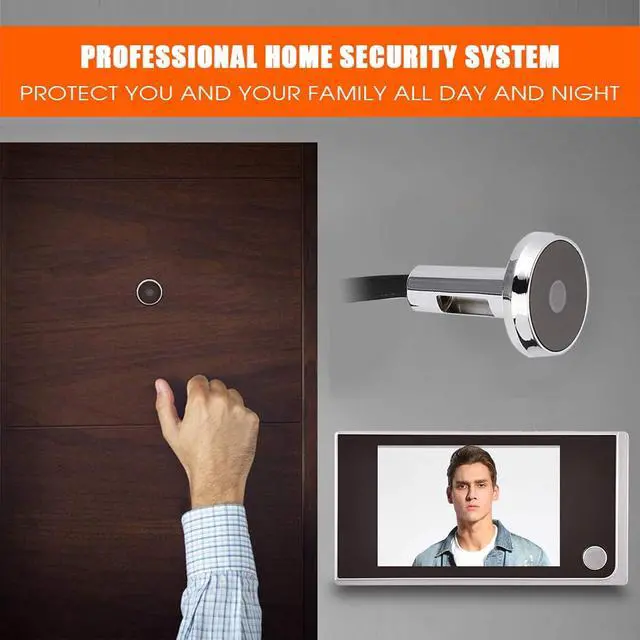 Alt view image 4 of 7 - Digital Peephole Viewer Doorbell Mini HD Smart Security Camera 3.5 inches Indoor LCD Screen