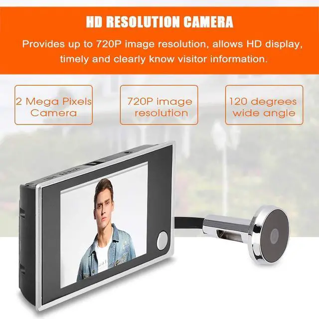 Alt view image 5 of 7 - Digital Peephole Viewer Doorbell Mini HD Smart Security Camera 3.5 inches Indoor LCD Screen