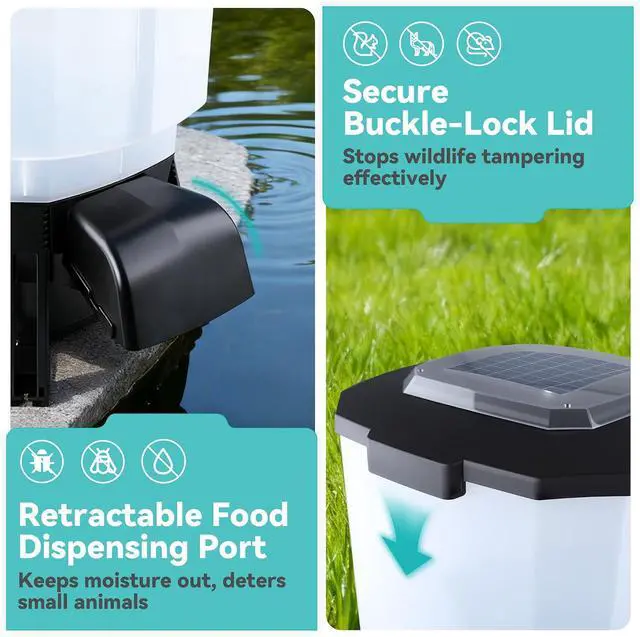 Alt view image 5 of 7 - Solar Automatic Fish Feeder for Pond, Big Tank Auto Outdoor Koi Fish Feeder