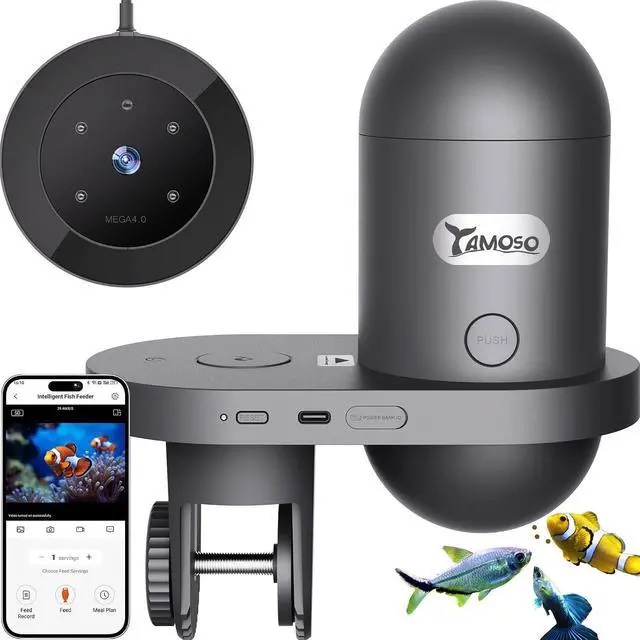 Main image of WiFi Automatic Fish Feeder with 2.5K Camera, 2.4/5G Smart App Remote Control, Vacation Feeding Timer, Precision Fish Food Dispenser, 230ML Moisture-Proof Aquatic Pet Feeder for 10+ Gallon Tank