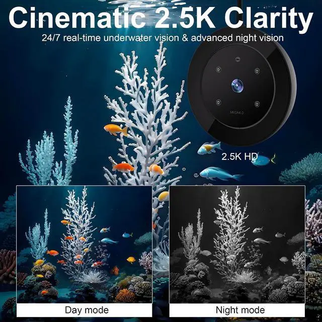 Alt view image 4 of 7 - WiFi Automatic Fish Feeder with 2.5K Camera, 2.4/5G Smart App Remote Control, Vacation Feeding Timer, Precision Fish Food Dispenser, 230ML Moisture-Proof Aquatic Pet Feeder for 10+ Gallon Tank