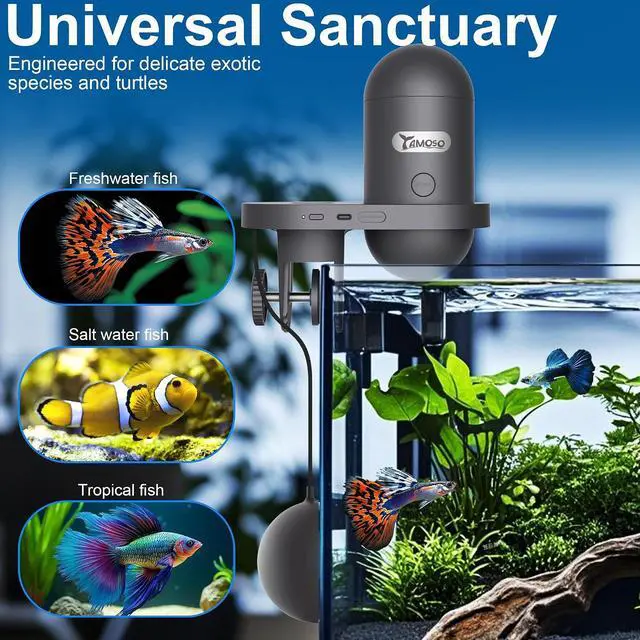 Alt view image 7 of 7 - WiFi Automatic Fish Feeder with 2.5K Camera, 2.4/5G Smart App Remote Control, Vacation Feeding Timer, Precision Fish Food Dispenser, 230ML Moisture-Proof Aquatic Pet Feeder for 10+ Gallon Tank