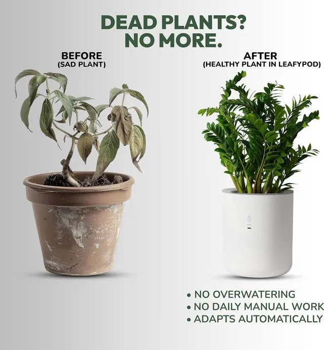 Alt view image 4 of 7 - 8 Inch Smart Self Watering Planter with WiFi Bridge & App Control AI Plant Care System with Sensors, Automatic Watering, Alerts Modern Indoor Planter for Houseplants
