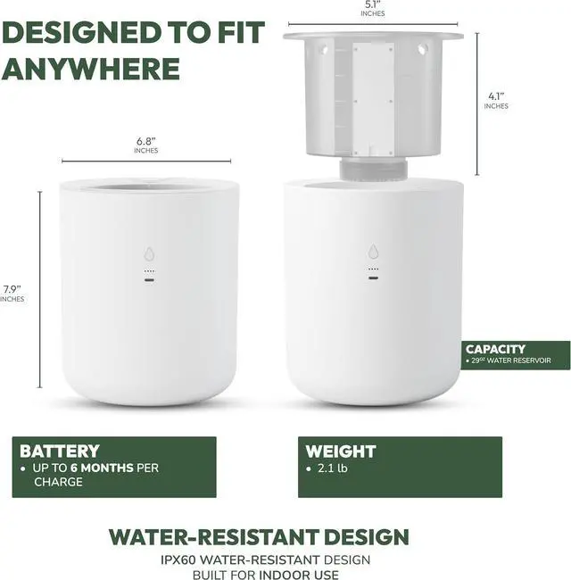 Alt view image 6 of 7 - 8 Inch Smart Self Watering Planter with WiFi Bridge & App Control AI Plant Care System with Sensors, Automatic Watering, Alerts Modern Indoor Planter for Houseplants