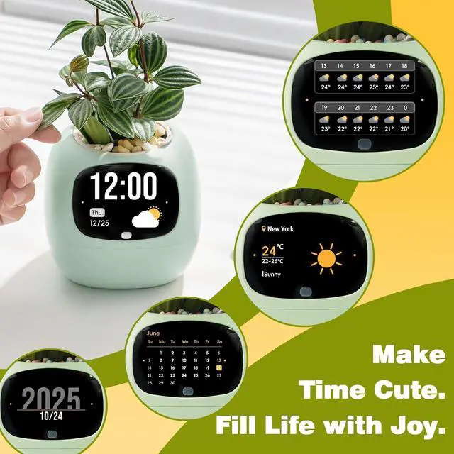 Alt view image 6 of 7 - Smart Plant Pot with Screen, 80ml Self-Watering Planter Green