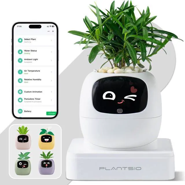 Main image of Smart Plant Pot with Screen, 80ml Self-Watering Planter White