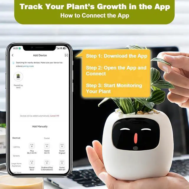 Alt view image 2 of 7 - Smart Plant Pot with Screen, 80ml Self-Watering Planter White
