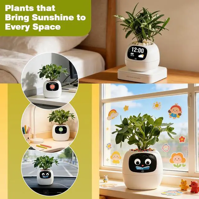 Alt view image 7 of 7 - Smart Plant Pot with Screen, 80ml Self-Watering Planter White