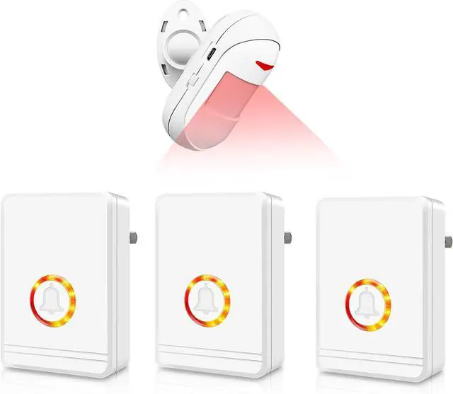 Main image of Wireless Motion Sensor Alarm, Door Buzzer for Business Entry, Entry Alert Chime for Business,48Melodies & 600FT Range, for Home Doorway/Store Entrance/Pet Monitor, 1 PIR Detector + 3 Receiver