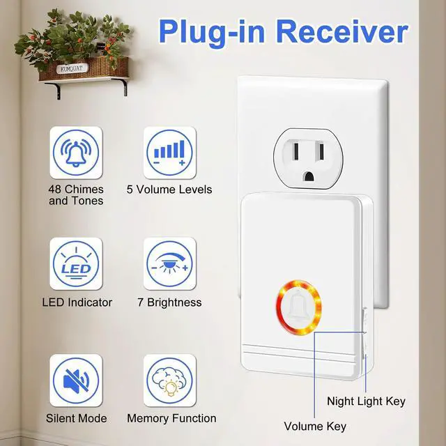 Alt view image 2 of 7 - Wireless Motion Sensor Alarm, Door Buzzer for Business Entry, Entry Alert Chime for Business,48Melodies & 600FT Range, for Home Doorway/Store Entrance/Pet Monitor, 1 PIR Detector + 3 Receiver