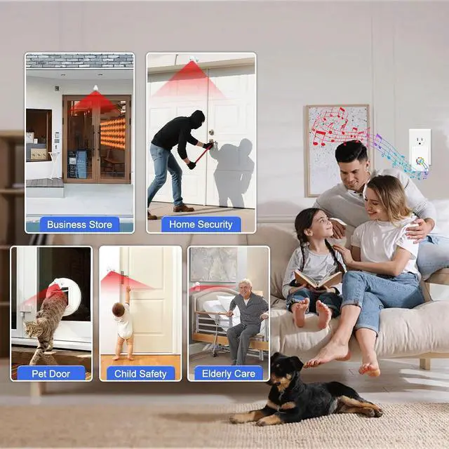 Alt view image 4 of 7 - Wireless Motion Sensor Alarm, Door Buzzer for Business Entry, Entry Alert Chime for Business,48Melodies & 600FT Range, for Home Doorway/Store Entrance/Pet Monitor, 1 PIR Detector + 3 Receiver