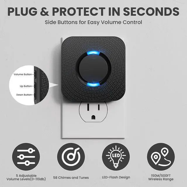 Alt view image 2 of 7 - Wireless Motion Sensor LED Light - Motion Detector Alarm Chimes Door Sensor