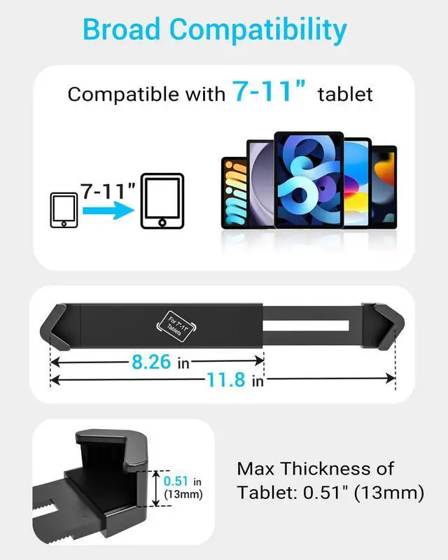 Alt view image 6 of 6 - Metal Lockable Wall Tablet Mount with Adjustable Arm, Anti-Theft Tablet Kiosk Holder for Retail Store, Restaurant, Office Reception & Business POS Display, Fits 7-11" iPad Pro Air Mini