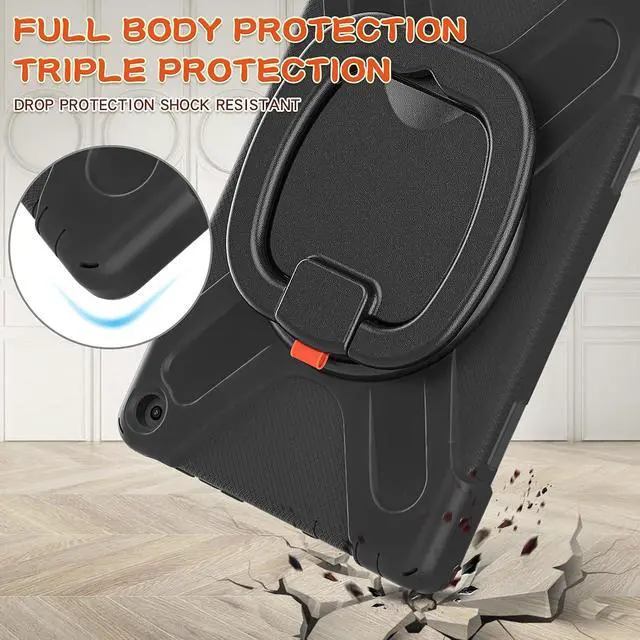 Alt view image 7 of 7 - 360 ° Rotation Portable Case for Fire HD 10 & 10 Plus Tablet11th Generation, 2021 Release Rugged Case Rotating Stand Hand Strap Shoulder Carrying Strap Outdoor Cover (Black)