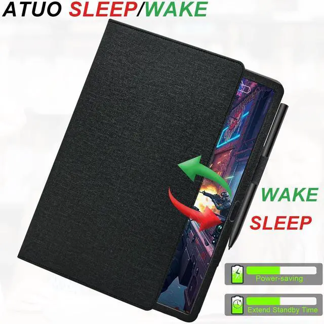Alt view image 4 of 7 - Hand Strap Case for 10.1" TCL TAB 10 Gen 4 (Model: 8483A) Tablet, PU Leather Bidirectional Multi-Angle Stand Cover with Auto Sleep & Wake/Elastic Pen Holder (Black)