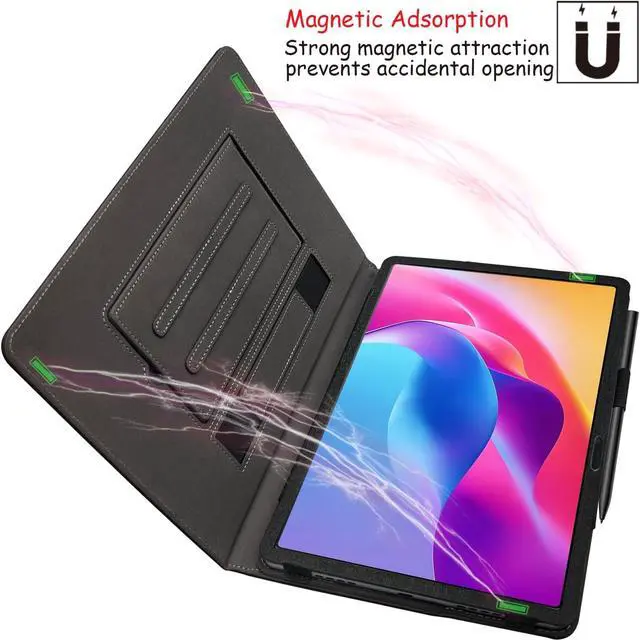 Alt view image 5 of 7 - Hand Strap Case for 10.1" TCL TAB 10 Gen 4 (Model: 8483A) Tablet, PU Leather Bidirectional Multi-Angle Stand Cover with Auto Sleep & Wake/Elastic Pen Holder (Black)