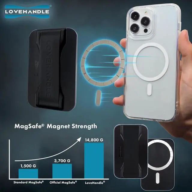 Alt view image 6 of 6 - PRO MagSafe Compatible Magnetic Phone Grip - Phone Strap - Mount, Handle and Kickstand for Smartphone and Tablet - Magic Marble - Eligible for All MagSafe Devices