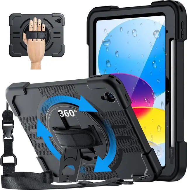 Main image of Designed for iPad A16 Case Rotating Kickstand Waterproof for iPad 10th &A16