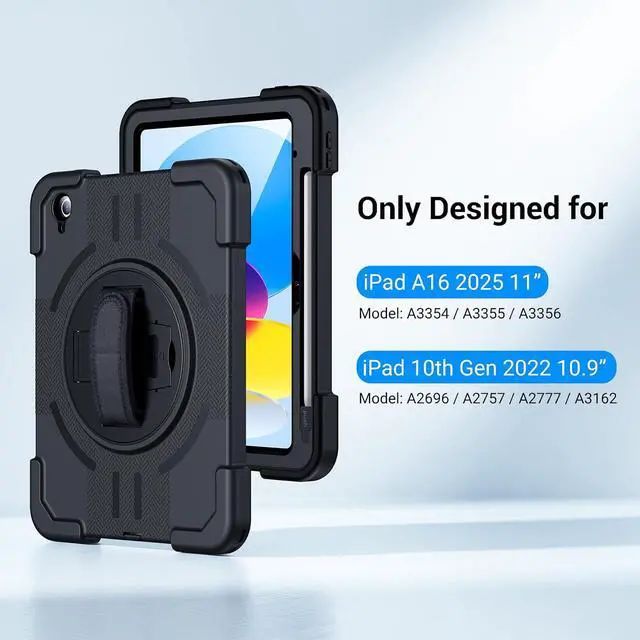 Alt view image 2 of 7 - Designed for iPad A16 Case Rotating Kickstand Waterproof for iPad 10th &A16