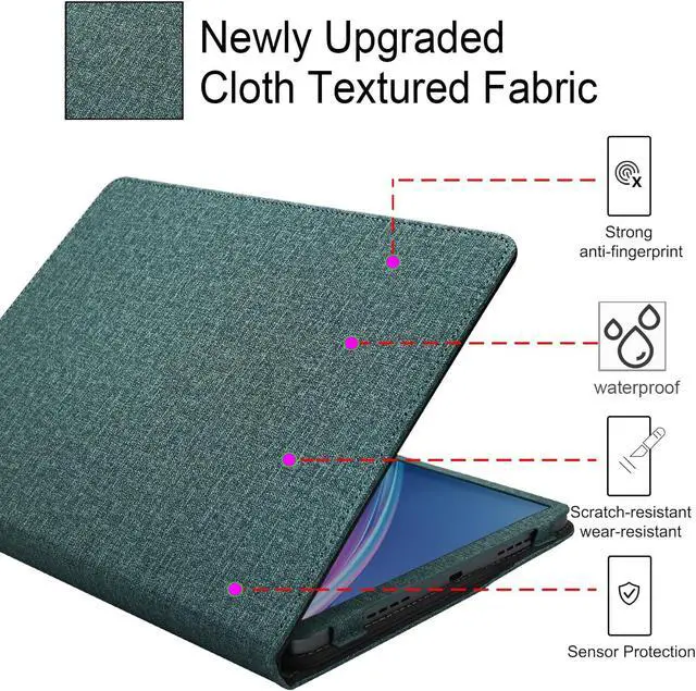 Alt view image 3 of 7 - Hand Strap Case for 10.1" TCL TAB 10 Gen 4 (Model: 8483A) Tablet, PU Leather Bidirectional Multi-Angle Stand Cover with Auto Sleep & Wake/Elastic Pen Holder (Sage Green)