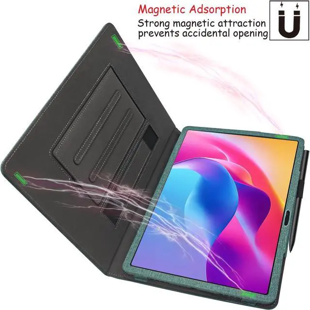 Alt view image 5 of 7 - Hand Strap Case for 10.1" TCL TAB 10 Gen 4 (Model: 8483A) Tablet, PU Leather Bidirectional Multi-Angle Stand Cover with Auto Sleep & Wake/Elastic Pen Holder (Sage Green)