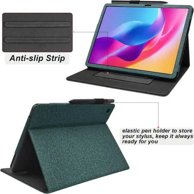 Alt view image 6 of 7 - Hand Strap Case for 10.1" TCL TAB 10 Gen 4 (Model: 8483A) Tablet, PU Leather Bidirectional Multi-Angle Stand Cover with Auto Sleep & Wake/Elastic Pen Holder (Sage Green)