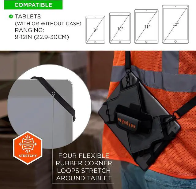 Alt view image 2 of 7 - Squids 5549 Tablet Holder with Detachable Shoulder Strap, Mobile Device Solutions