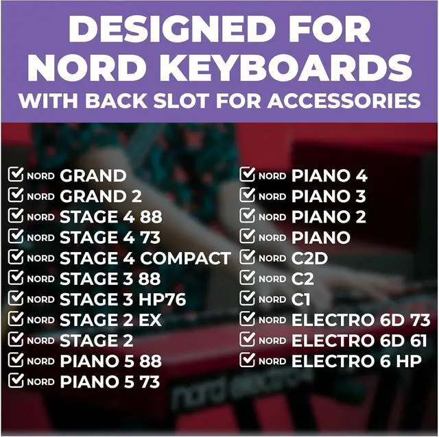 Alt view image 2 of 6 - Sheet Music Stand for Nord Keyboard - Fits All Nord Grand Stages 76/88, Electros C1/C2/C2D, piano, and more - Adjustable, Portable, Heavy-Duty Wide Music Stand for Sheet Music
