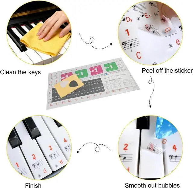 Alt view image 5 of 6 - Adjustable Pin Music Stand with Removable Piano Key Stickers,Fits Multiple Electronic Pianos&Keyboards,Built-in Stowable Sheet Clip