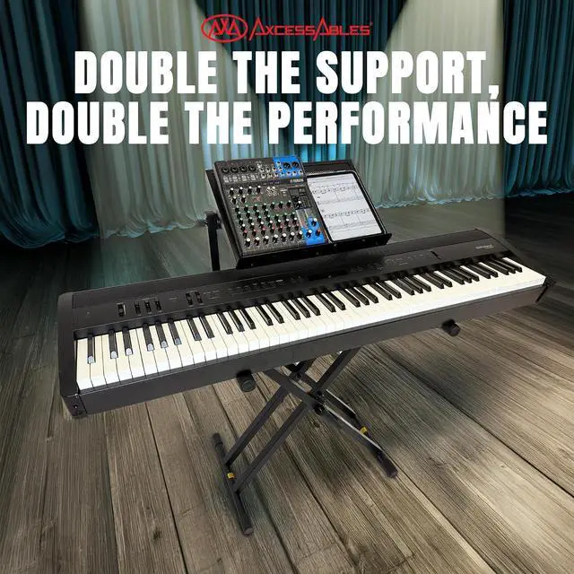 Alt view image 2 of 7 - AxcessAbles Portable Two-Tier DJ Table Stand