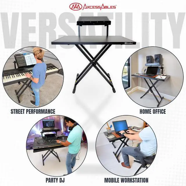 Alt view image 3 of 7 - AxcessAbles Portable Two-Tier DJ Table Stand