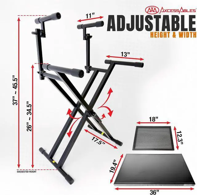 Alt view image 4 of 7 - AxcessAbles Portable Two-Tier DJ Table Stand