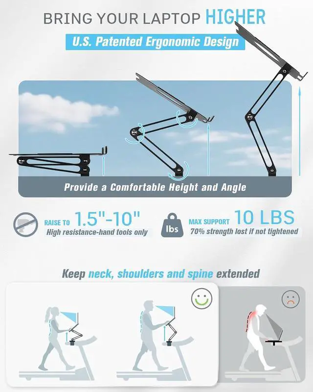 Alt view image 3 of 6 - Treadmill Desk Attachment, Universal Treadmill Laptop Holder Stand