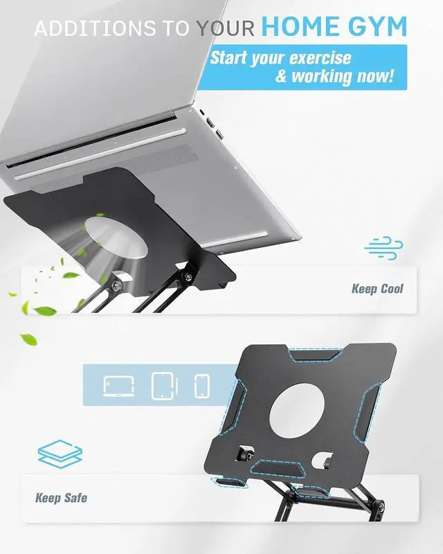 Alt view image 6 of 6 - Treadmill Desk Attachment, Universal Treadmill Laptop Holder Stand